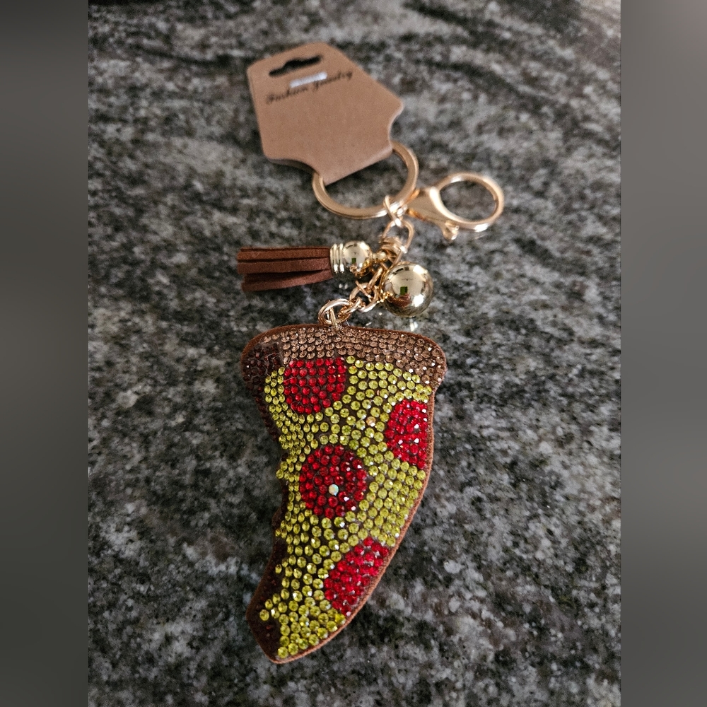 DIVAS LiMiTED Pizza Key Holder with Rhinestones